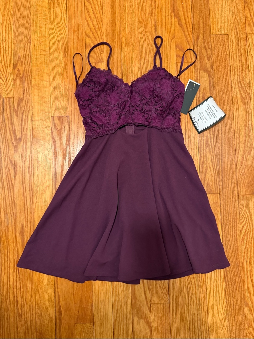 City Studio Plum Lace Bodice Skater Dress
